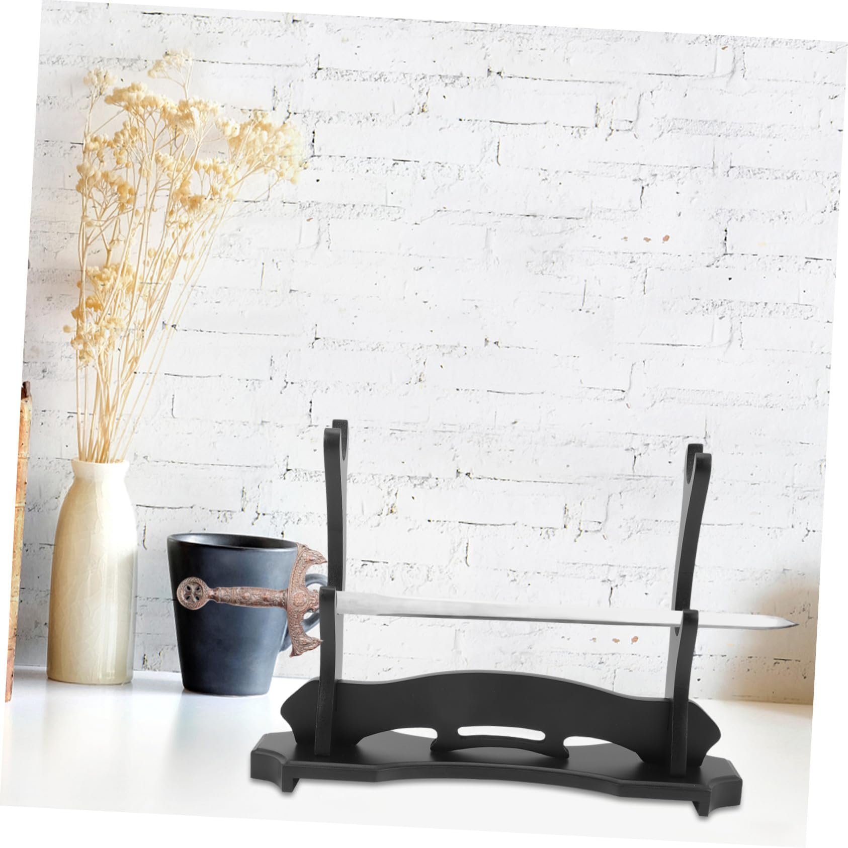 iplusmile Soporte Portacuchillas De Madera De Dos Niveles, Accesorio Hogar, Soporte Estable Para Espadas y Flautas, Base Resistente Para Exhibición, Adecuado Para Sala De Estar y Estudio