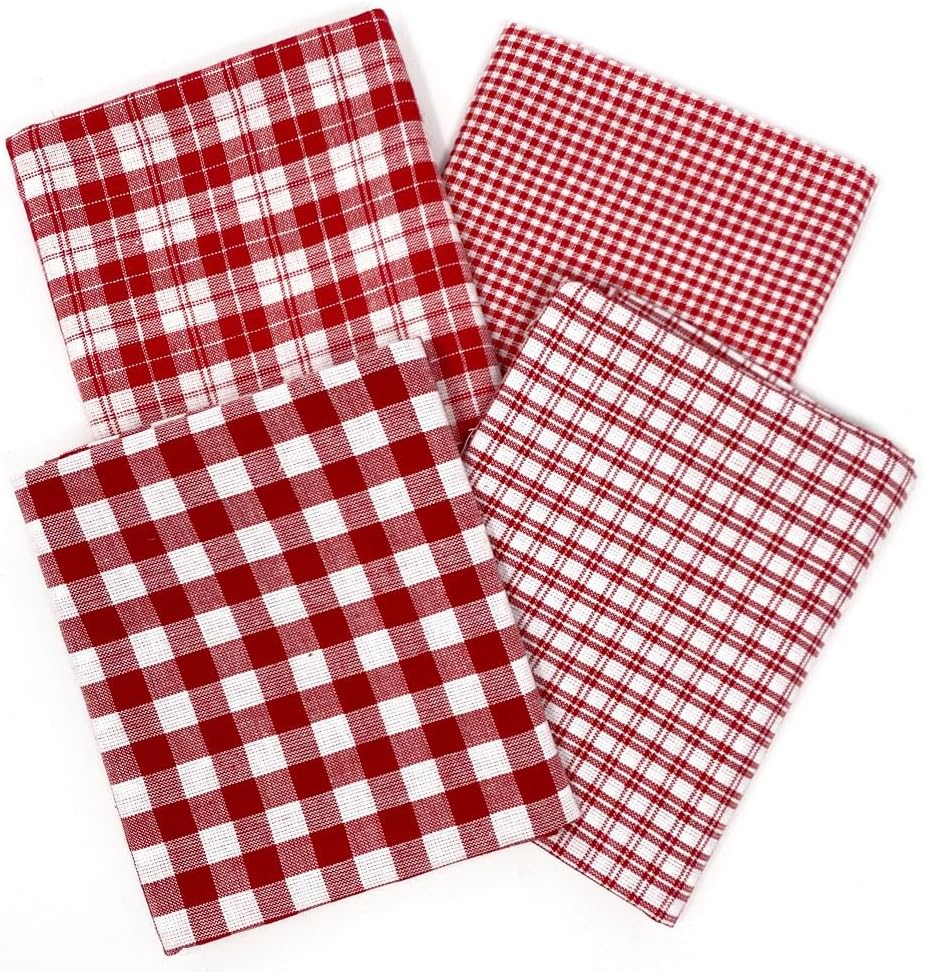 Amazon.com: Set of 4 Fat Quarters, Perfect Red & White Assorted Plaid ...