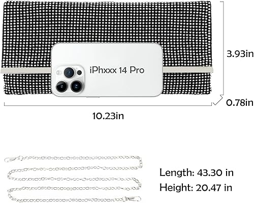 Miniatura 5 de Evevictor Bolso de mano para mujer, bolso de noche de cristal, bolso elegante, bolsa de dinero con diamantes de imitación para fecha, fiesta, baile,