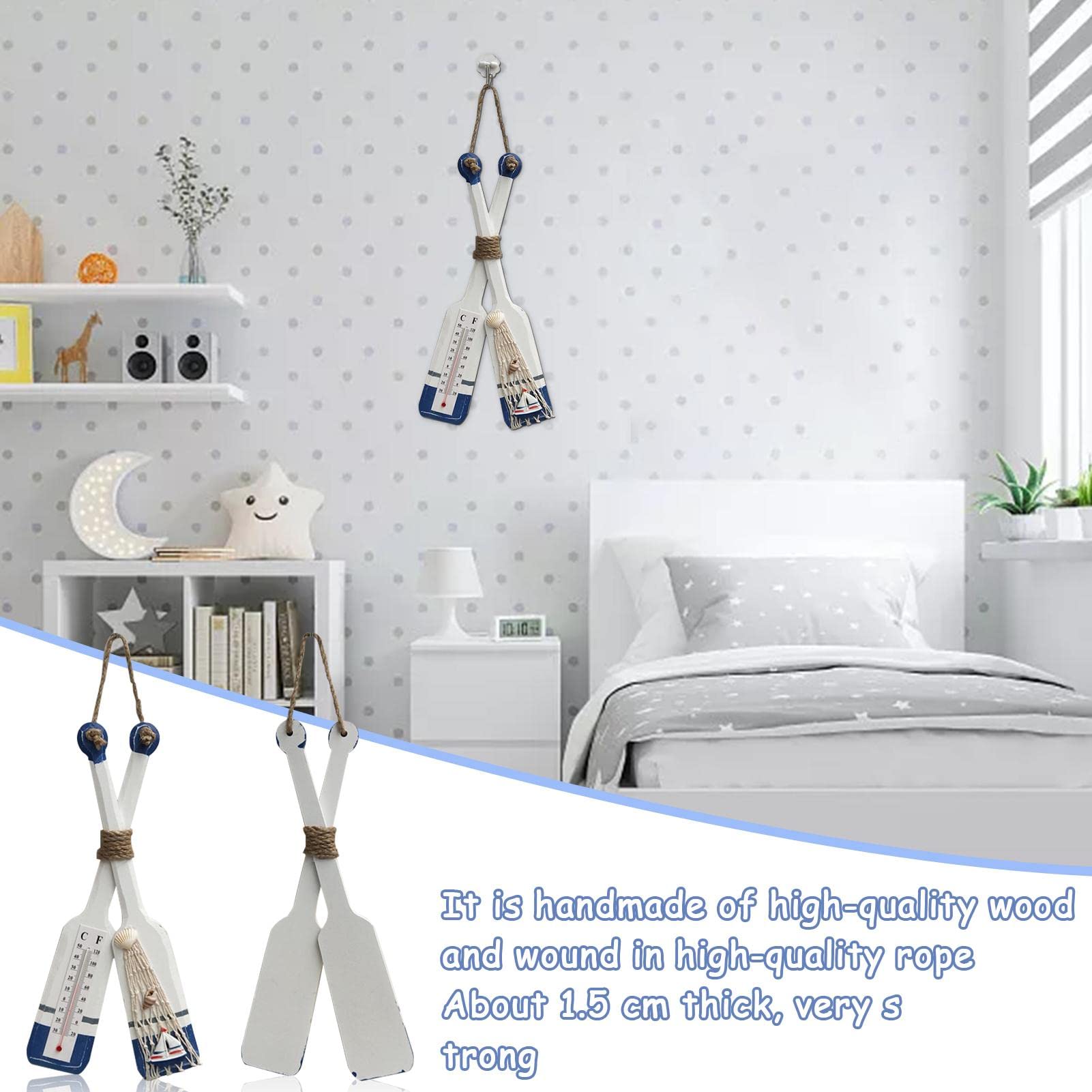 2 Decoraciones De Pared De Remo De Madera - Adornos Náuticos Para Dormitorio, Sala O Habitación Infantil - Tamaño 50x10 Cm