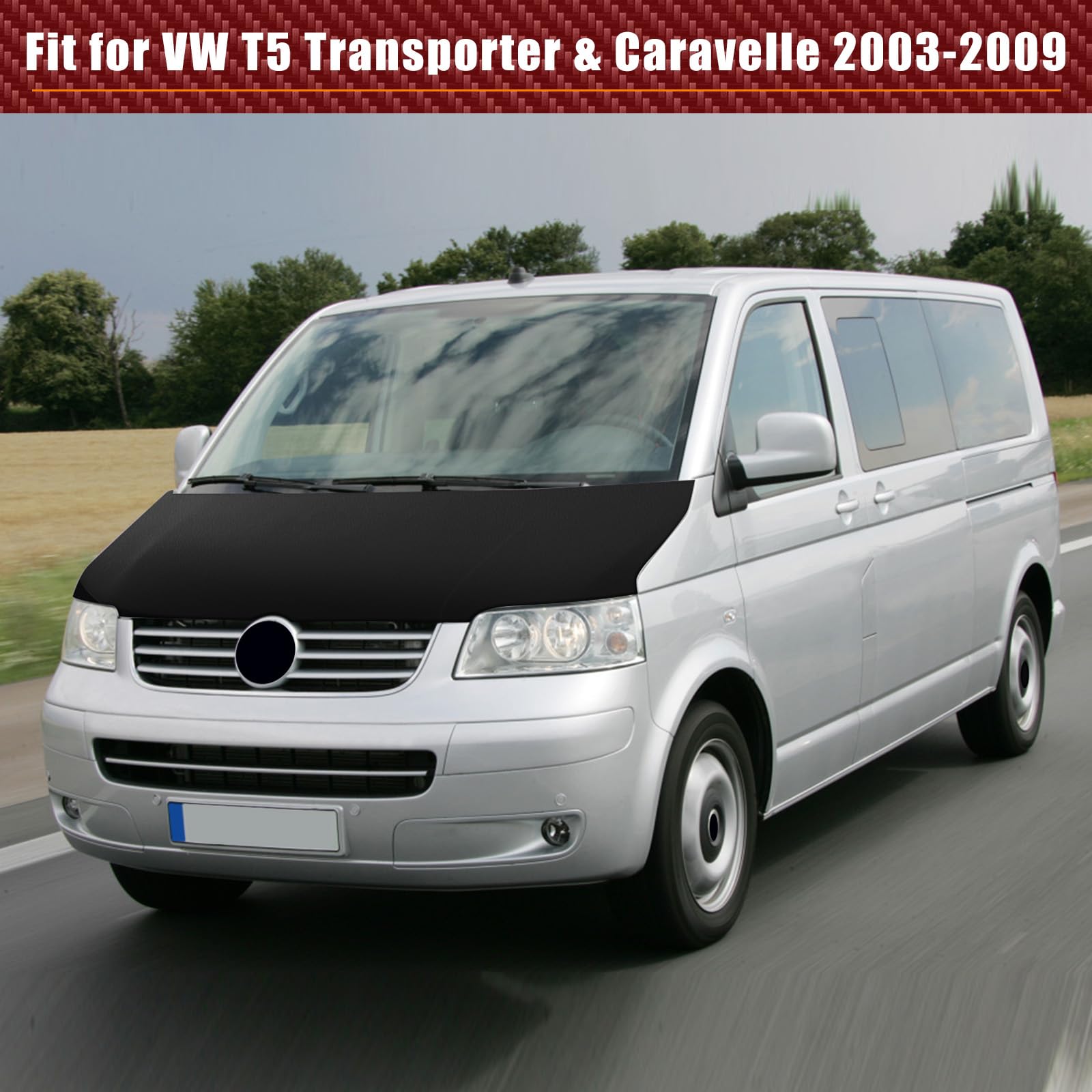 Protection de Capot Compatible avec VW T5.1 Transporter & Caravelle 2010-2015 Bra de Capote Protection - Noir