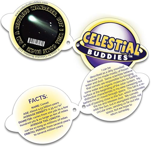 Miniatura 5 de Celestial Buddies Comet Buddy | Peluche suave de 8 pulgadas, características bordadas, etiqueta de datos divertidos para niños - Aprendizaje STEM,