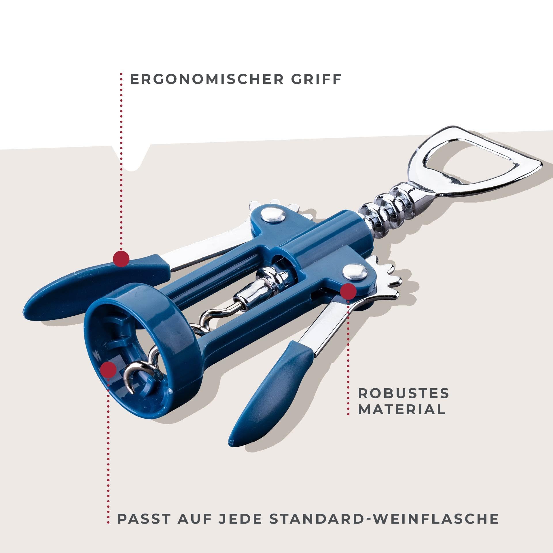 Tire-bouchon Fackelmann Ergonomique - Mécanisme Facile - Pour Bouchons Naturels Et Plastique - Noir - 193 Mm