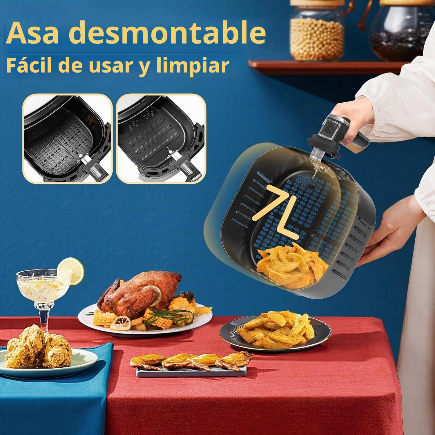 Aigostar Cube 30IBT - Freidora de aire caliente sin aceite, 7 l, 1900 W, táctil, color negro