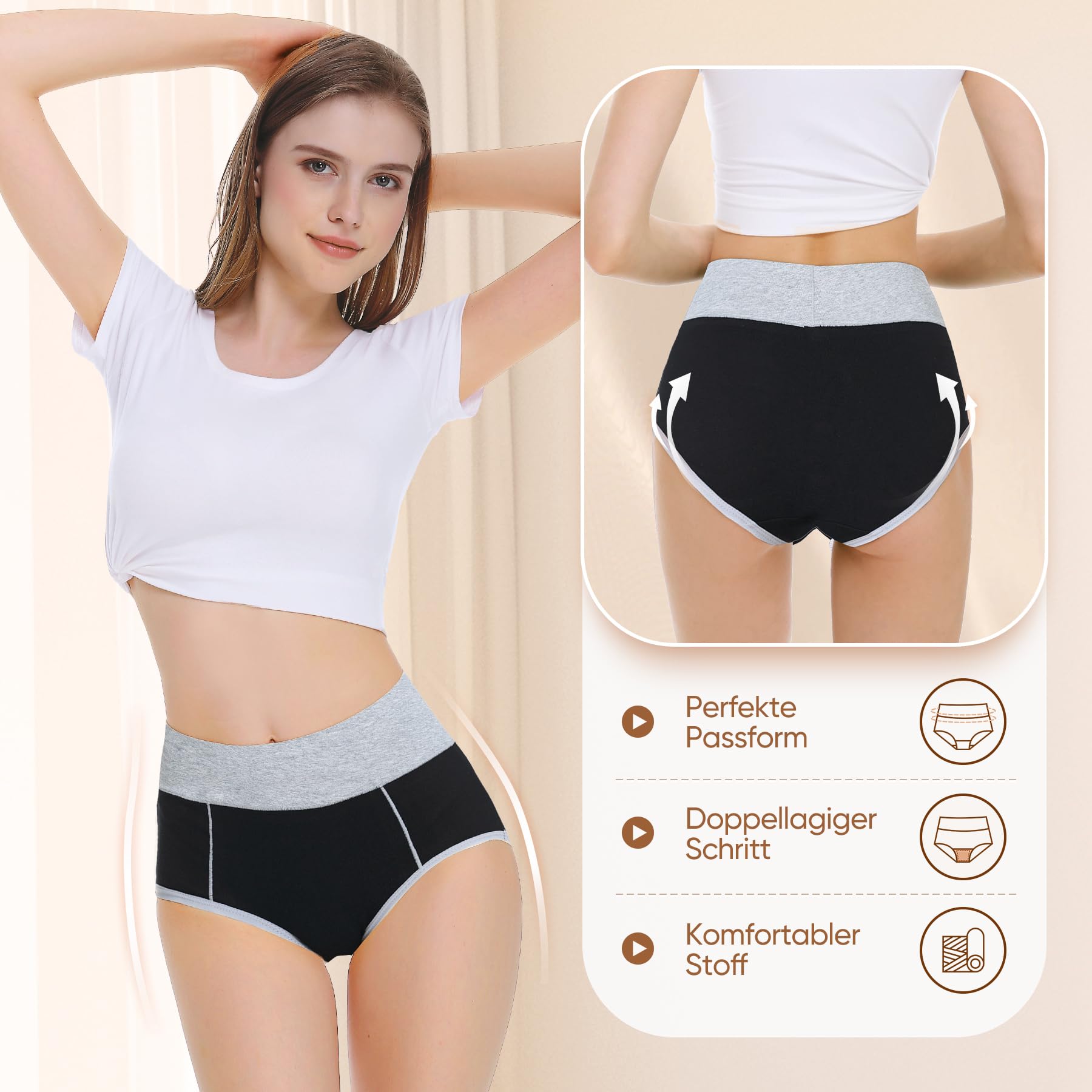 Falechay Mutanda Donna Vita Alta Cotone Slip Traspirante Confortevole Pacco da 5