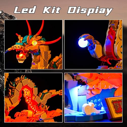 Miniatura 6 de Bourvill Luz LED para Lego 80112 Auspicious Dragon Set, versión clásica, iluminación de bloques de construcción, modelo compatible con Lego 80112