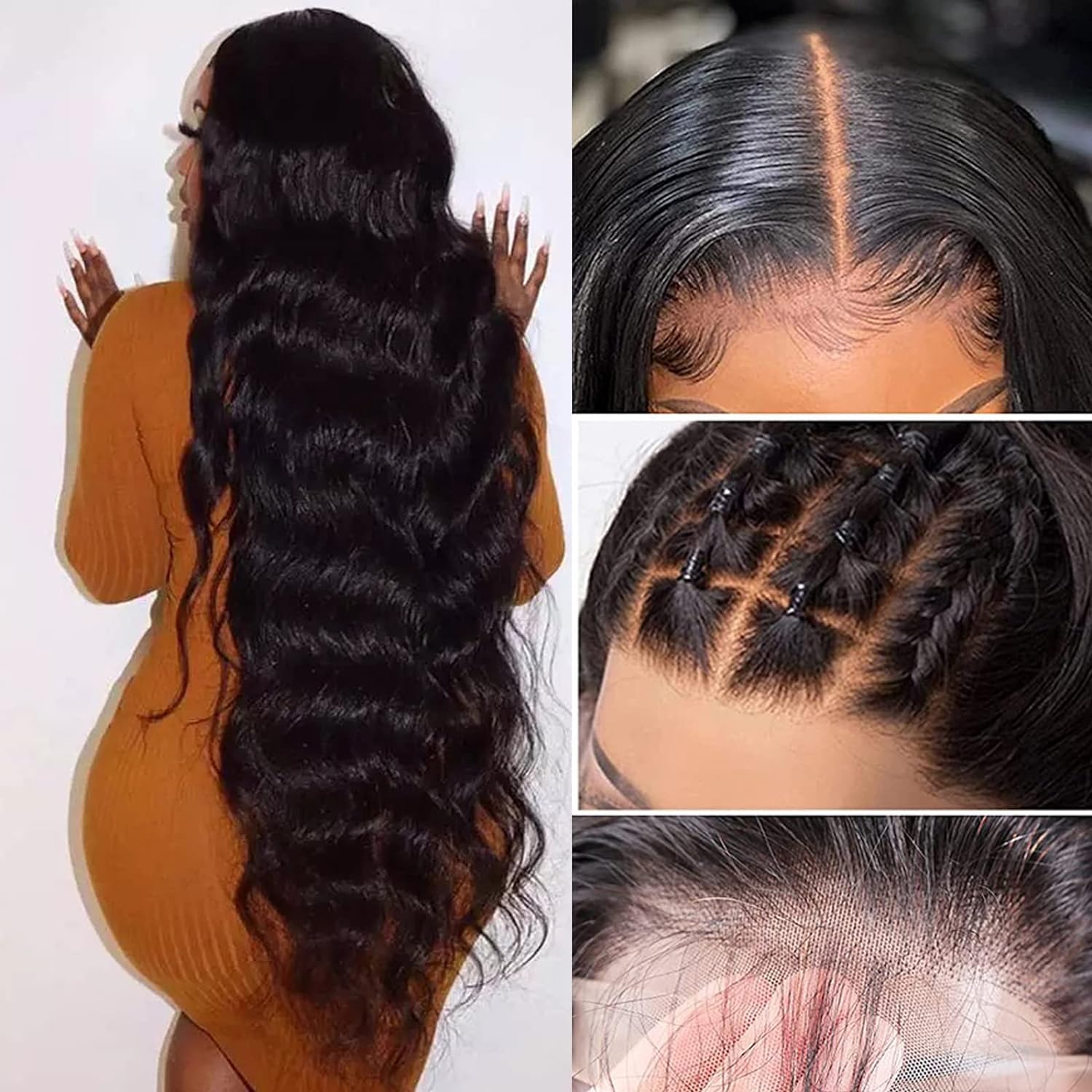 Body Wave Lace Front Wig For Women Human Hair 4x4 Transparent Lace Closure Wigs Natural Color Pre Plucked Bleached Knots Glueless 22 Inch - Image 2