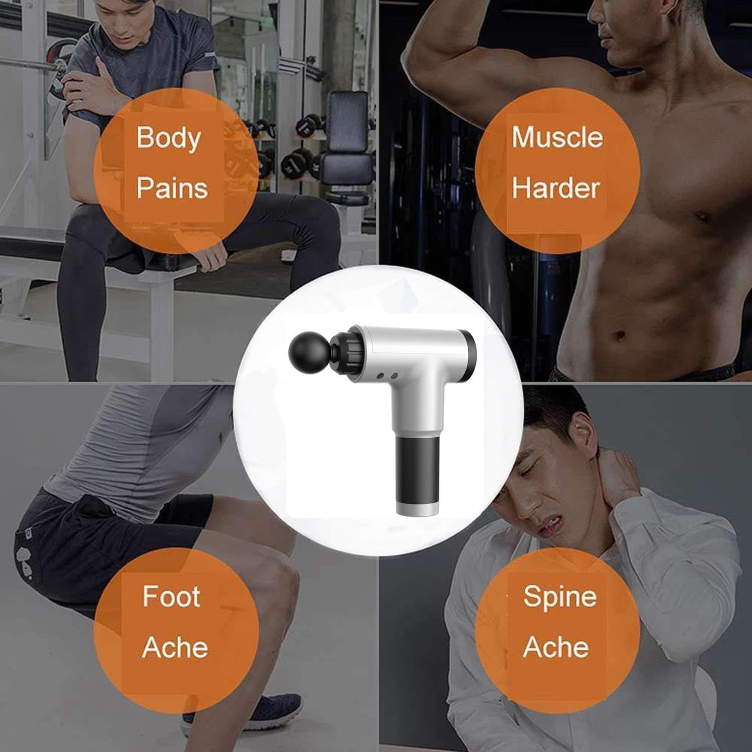 Massage Gun Electric Percussion Muscle Massager Relaxation 4 Head Vibration Fascial Gun Booster Massage Gun Noise Reduction