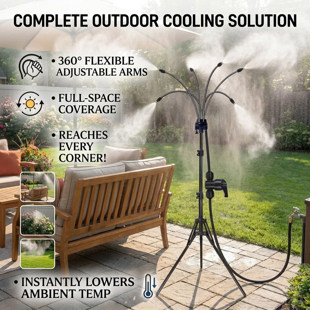 Adjustable Outdoor Misting Cooling System, Standing Misters (1set)