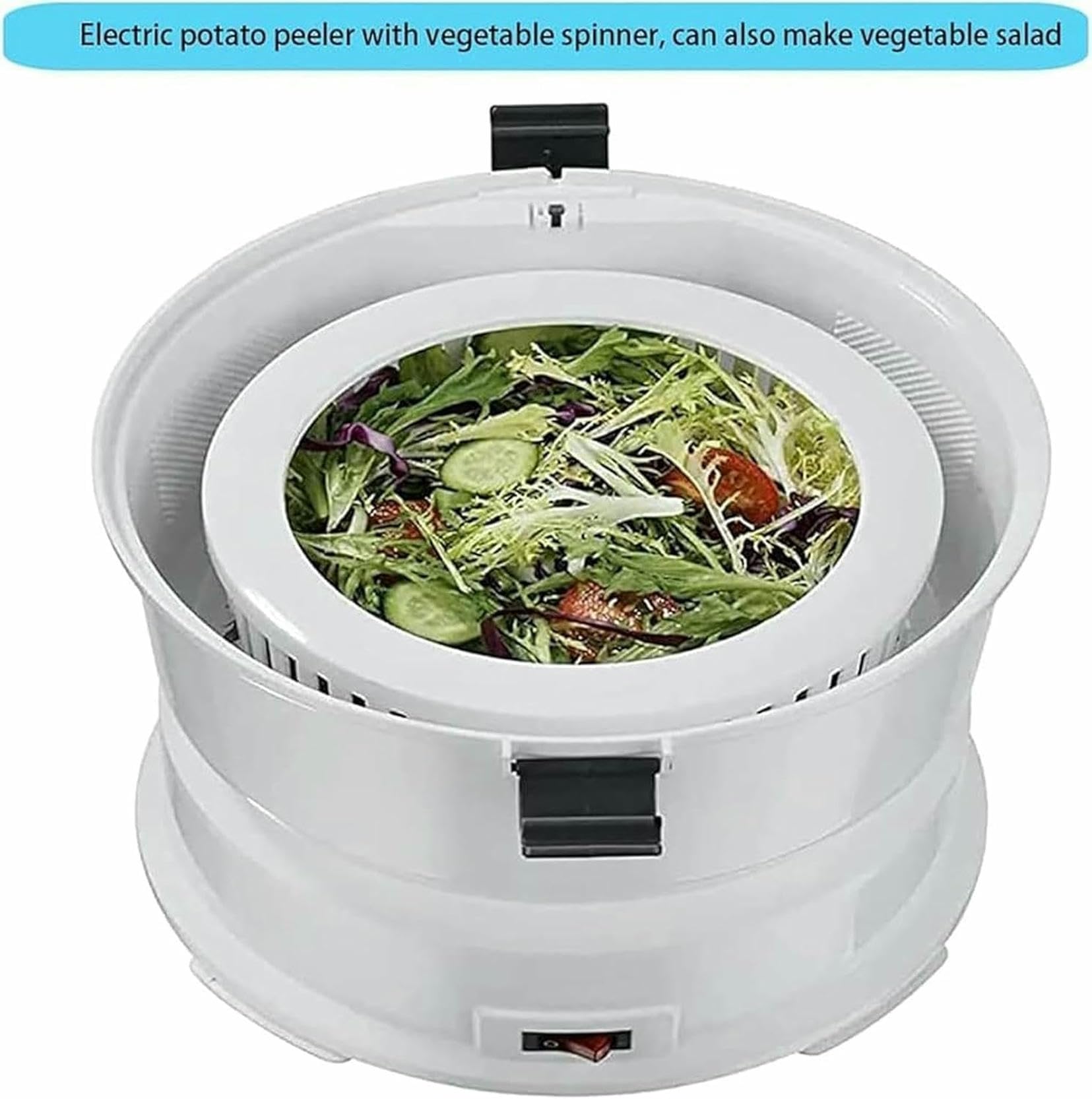 Pelador de patatas eléctrico, pelador de patatas, pelador de verduras totalmente automático con recipiente, rotador de ensaladas de un solo toque, capacidad de 1 kg, pelado rápido y ahorro de tiempo