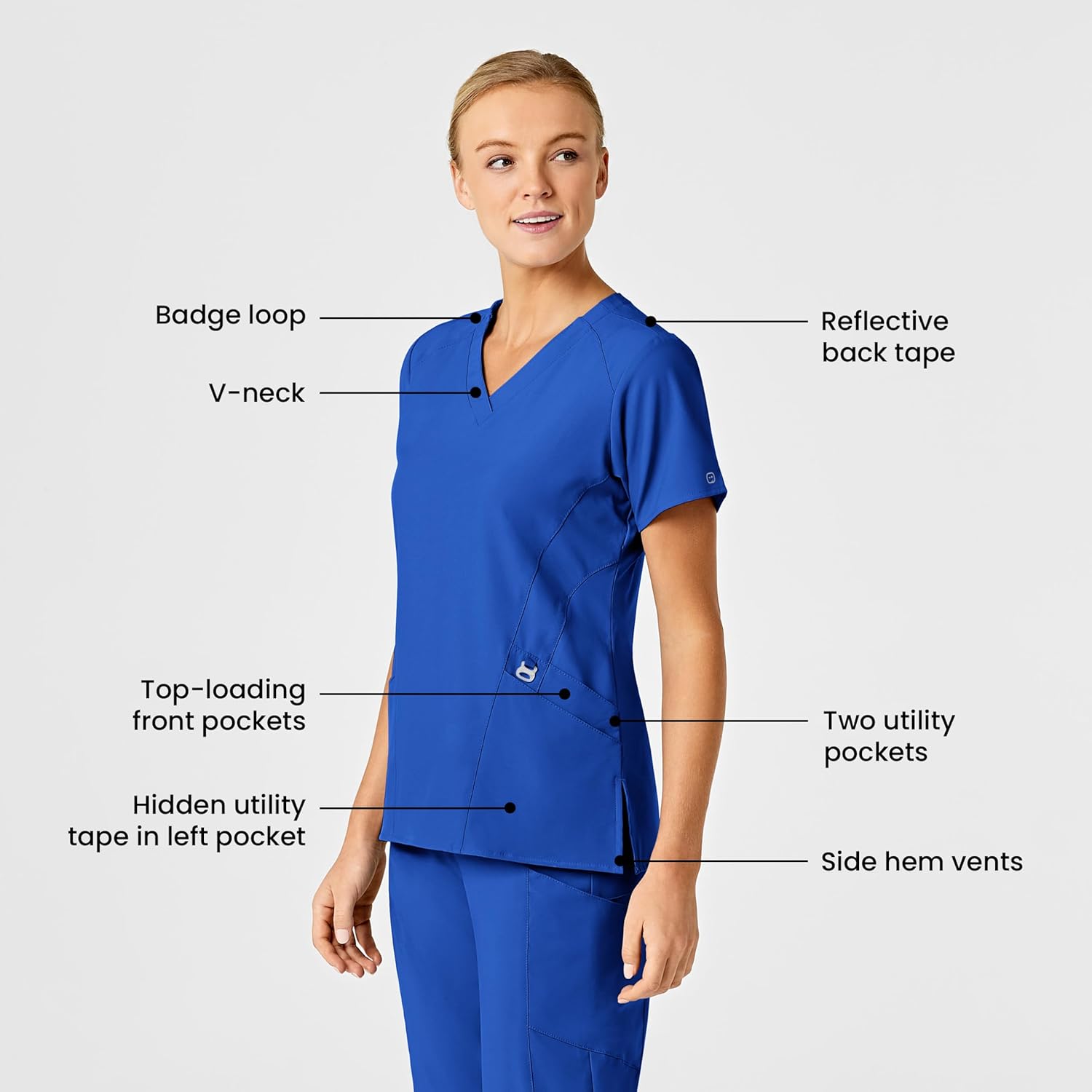 WonderWink womens Women's Stylized V-neck Top Medical Scrubs Shirt, Royal, 5-X-Large US - Image 2