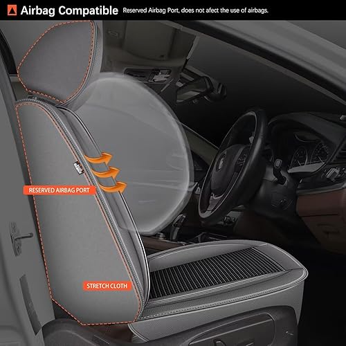 Miniatura 10 de Fundas de asiento delantero para Nissan Murano 2011-2023, fundas de asiento automotriz de piel sintética, transpirables, impermeables, compatibles
