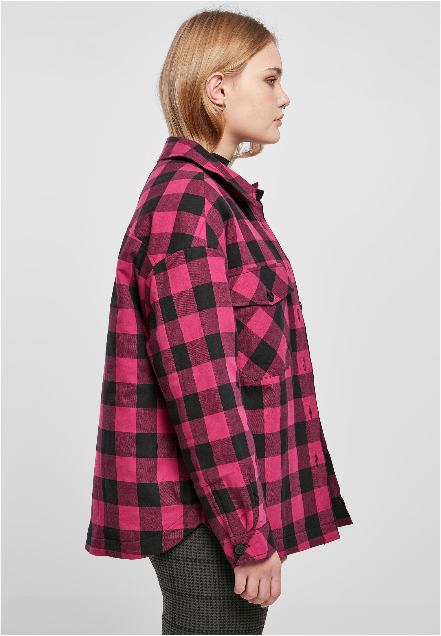 Urban Classics Damen Ladies Flanell Padded Overshirt