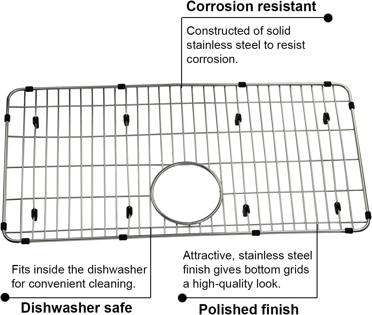 LKOBG2915SS Stainless Steel Bottom Grid,for specific Elkay sink bowls 27-1/2 x 13-1/2 x 1-1/4Sink Grid,Sink Rack for Bottom of Sink,Kitchen Sink Grid,Sink Protector,Sink Bottom Grid