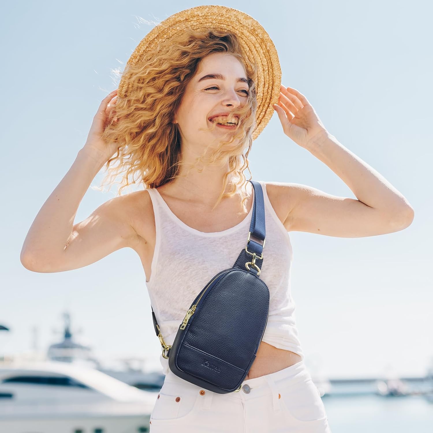 Kattee Leather Sling Bag for Women, Womens Leather Fanny Crossbody Purse for Travel,Small Sling Bag with RFID Blocking | Small, with RFID Blocking - Image 2