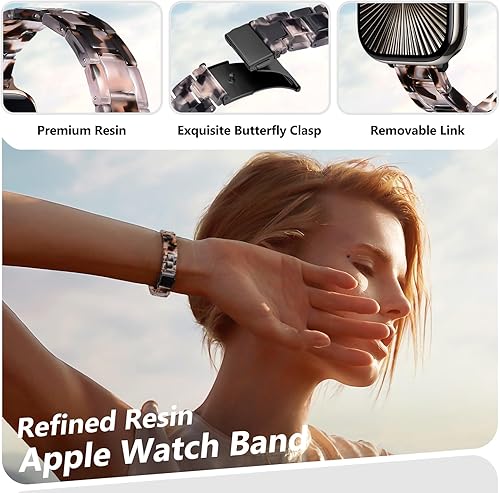 Miniatura 4 de Correa de resina delgada compatible con Apple Watch Band para mujer de 1.496 in, 1.575 in, 1.614 in, 1.654 in, 1.732 in, 1.772 in, 1.811 in, 0.551