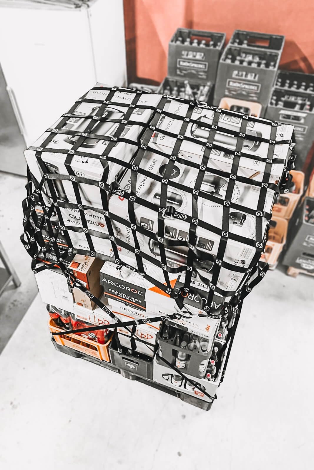 Gurtbandnetz | Bildung von Ladeeinheiten auf Paletten | Praktisches Gepäcknetz für das Auto. Ideal für den Transport. | Größe: L1775xB1400 mm | Farbe: schwarz