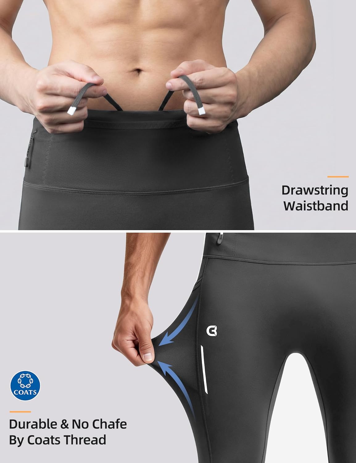 Men's Running Tights with 6 Pockets Compression Winter Running Pants for Men Reflective Thermal Leggings for Jogging - Image 4