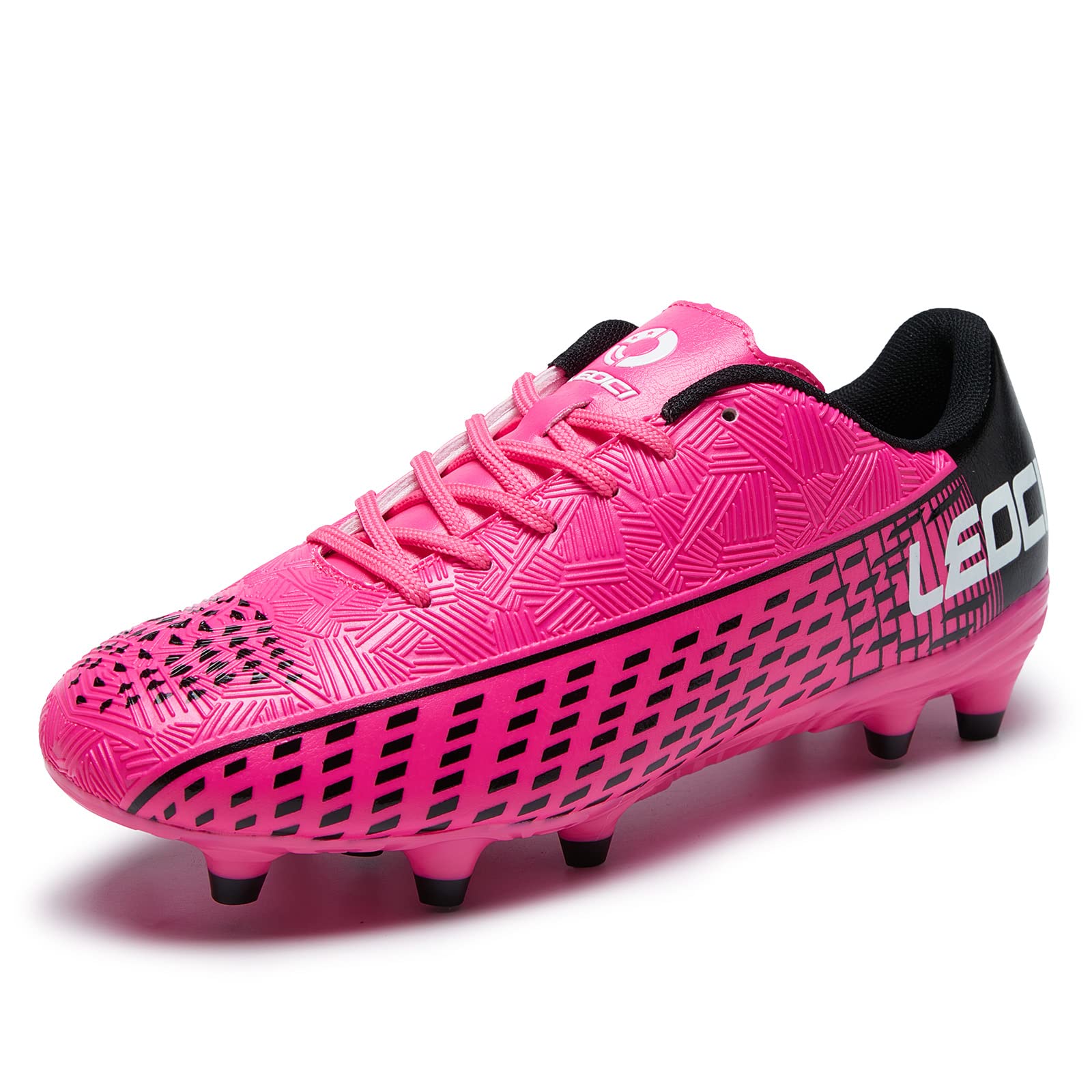 LEOCISoccer Cleats for Mens Womens Firm Ground Soccer Football Shoe Outdoor/Indoor Boys Girls Professional Futsal Training Shoes