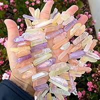 Vista 20 de Adabele - 2 hebras de piedras preciosas sueltas de cuarzo blanco natural en bruto curativo, punta perforada grande (30 pulgadas) GA-E1