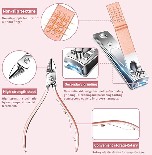 Miniatura 5 de hbblie Juego de manicura de 12 piezas para mujereshombres, cortaúñas de acero inoxidable, herramientas de manicura, kit de pedicura, regalo - Kit de