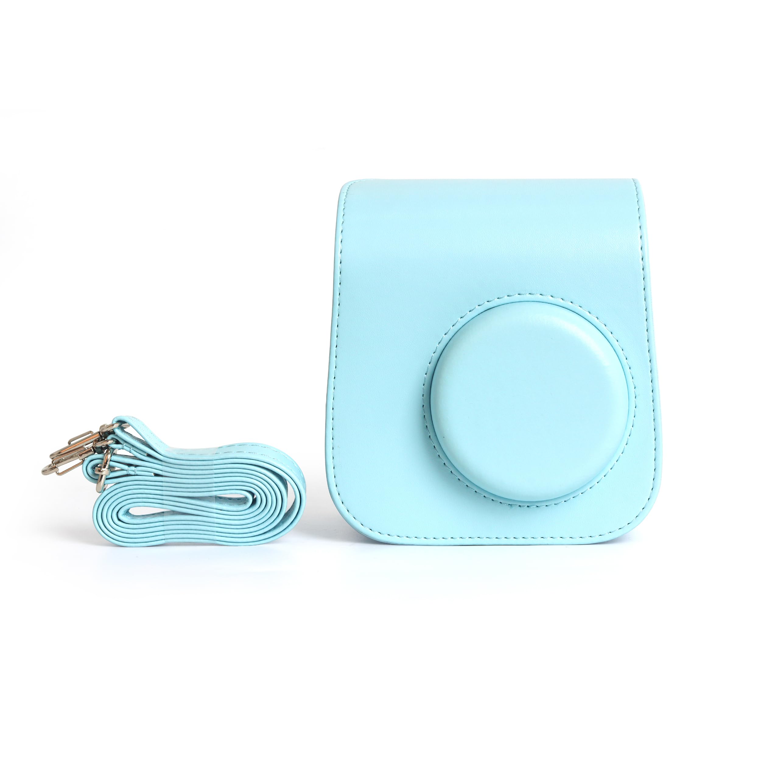 PU Leather Protective Camera Case Pouch Compatible with Fuji-Film Instant Insta-x Mini SE Instant Camera Carrying Bag with Adjustable Shoulder Strap- Blue-image-40