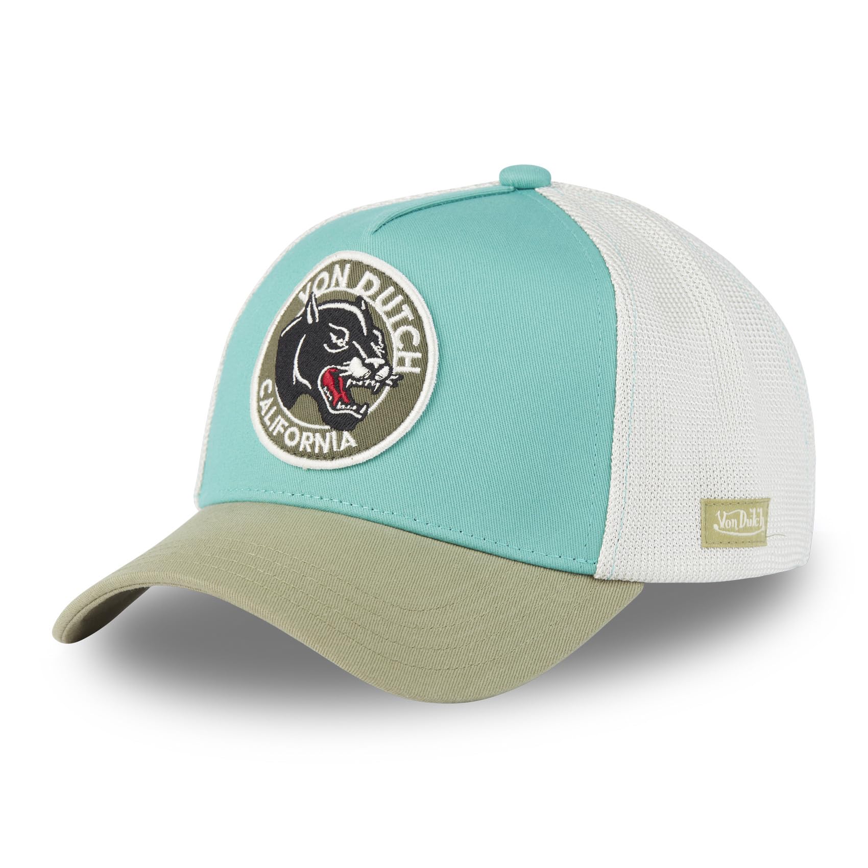 Von Dutch Premium Baseball Cap with Wild Cotton Twill Net, Khaki/Turquoise/Beige, One Size