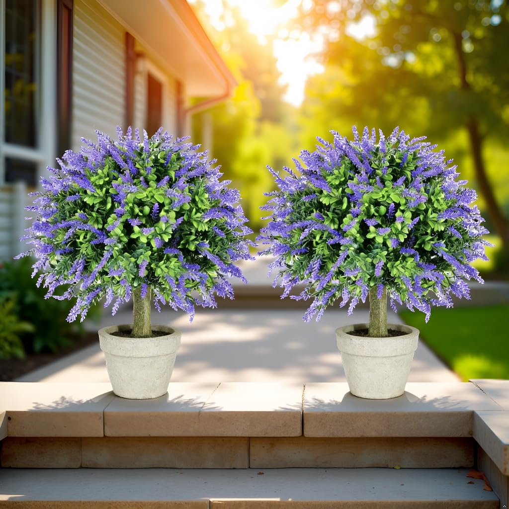 Künstlicher Lavendel 60 cm künstliche Pflanzen UV-Schutz für Innen- und Außenbereiche, Büro, Wohnzimmer, Schlafzimmer und Garten Moderne Dekoration, 2 Stück