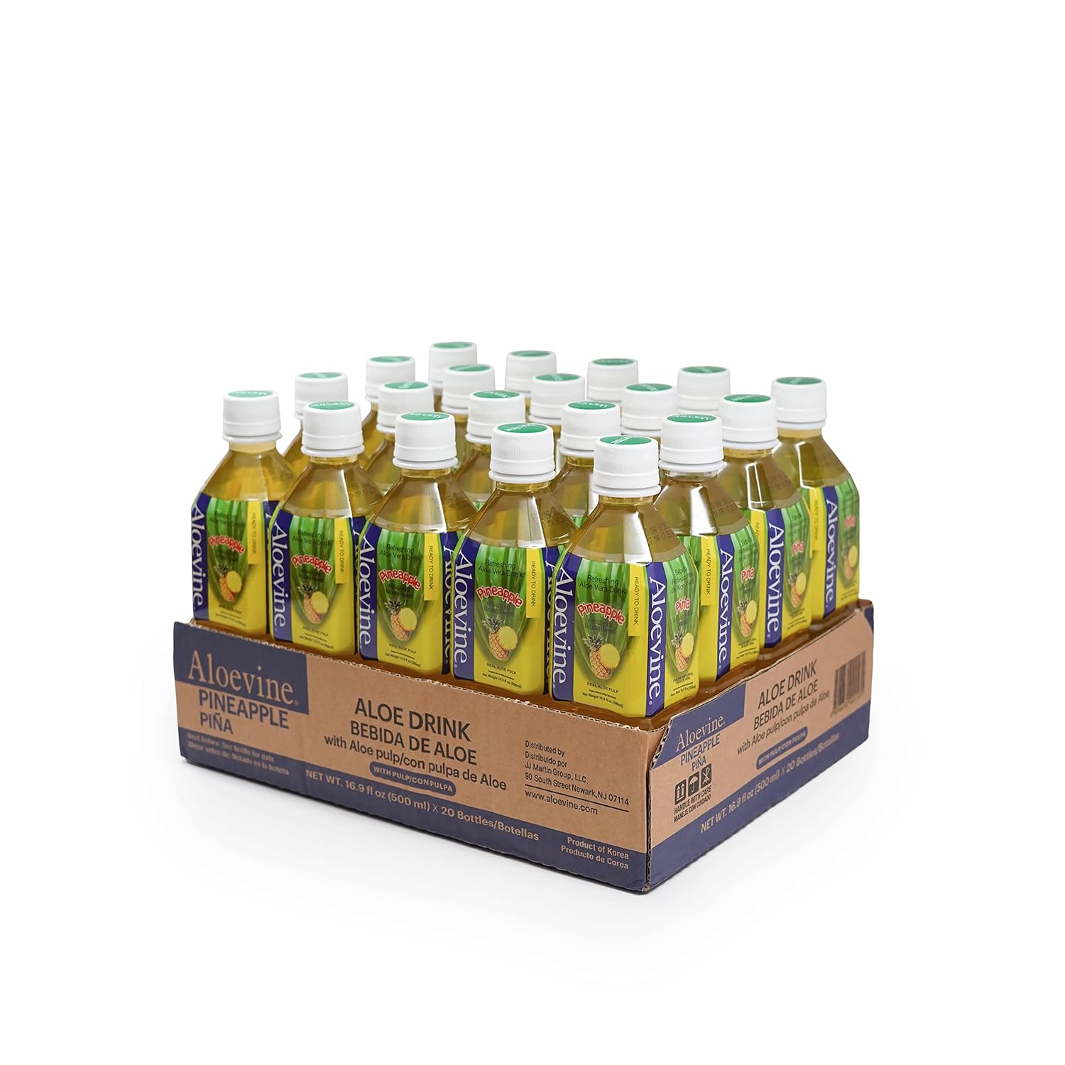 Aloevine Aloe Vera Drink Coconut – Drink Aloe Juice with Real Aloe Chunks | Healthy Plant-Based Korean Beverage | Aloe Vera Juice | 16.9 oz Bottles (20 Pack)