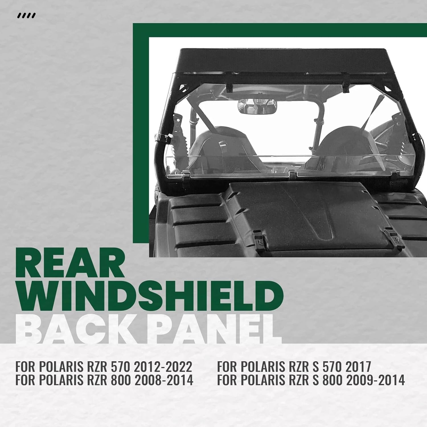 Full Rear Clear Windshield Back Window Fits 2008-2014 RZR 570/800 S UTV, Replacement for Polaris OEM