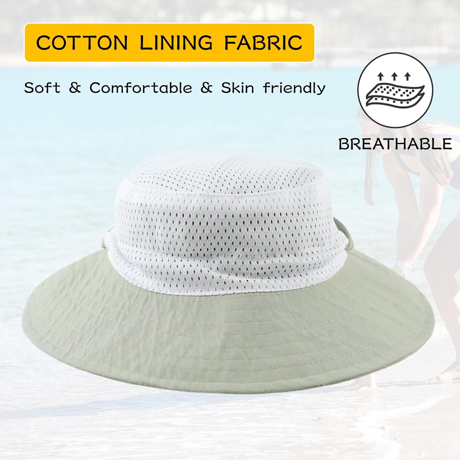 Peecabe Summer Baby Sun Hat for Boys Girls UPF 50+ Wide Brim Toddle Bucket Hat Adjustable Baby Beach Cap 0-8 Years - Image 4