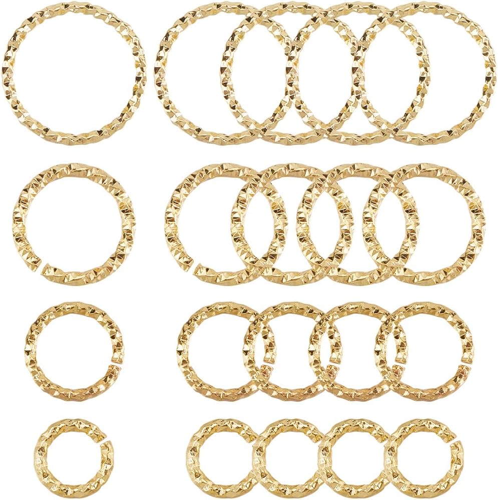 SUNNYCLUE 1 Box 160Pcs 4 Styles Twist O Ring Open Jump Rings Bulk Real 18K Gold Plated Brass Metal Linking Open Round Circle Connectors Ring for Jewelry Making Bracelet Necklaces DIY Crafts Supplies