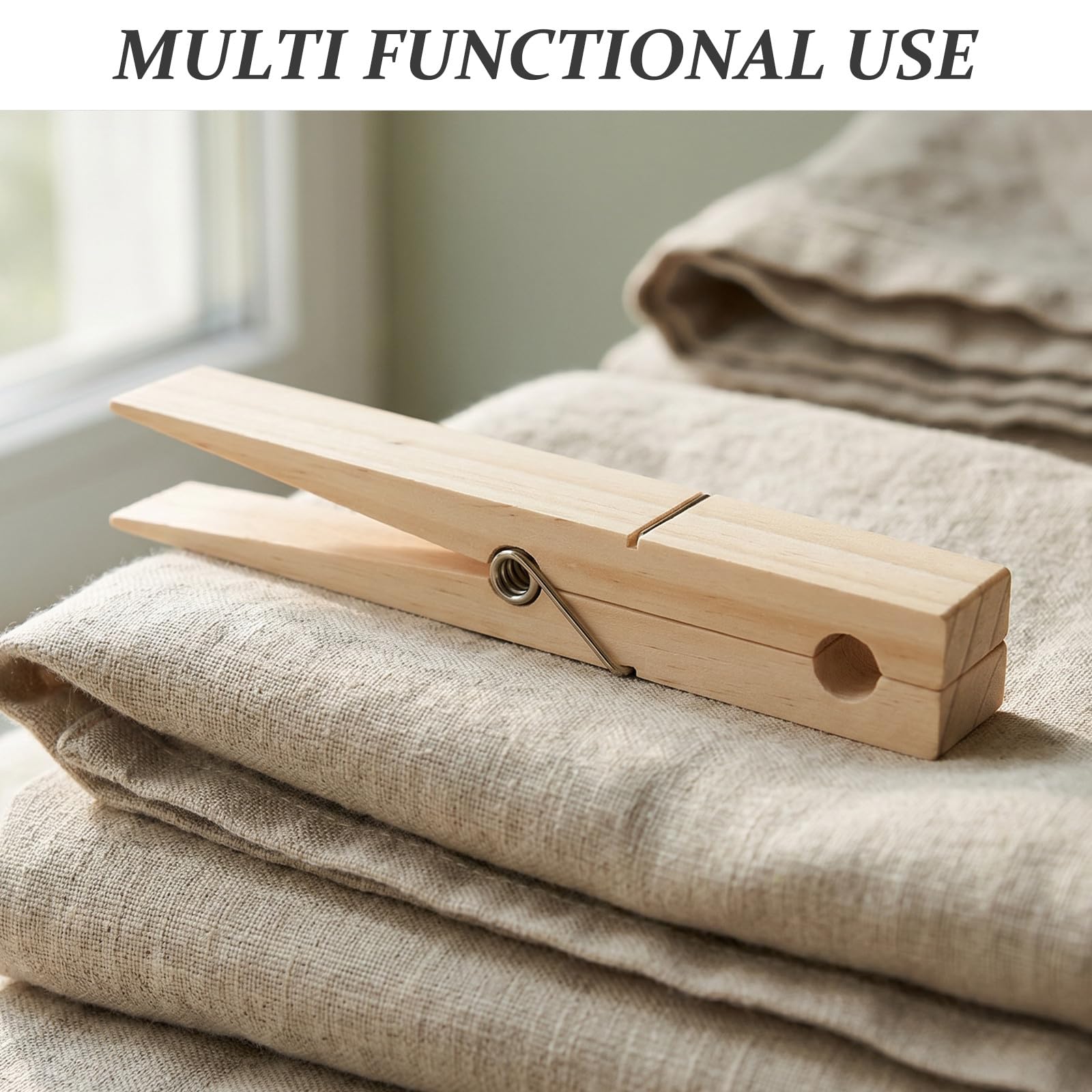 3 mollette giganti da 30 cm: mollette in legno jumbo - grandi per vestiti, porta asciugamani, clip per vestiti per cameretta, bagno e lavanderia in stile rustico.