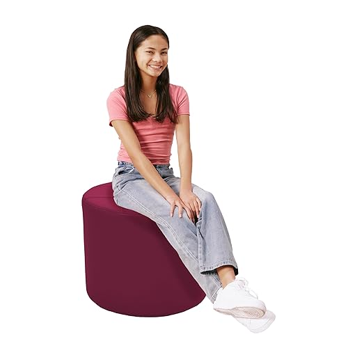 Factory Direct Partners Otomana redonda copetuda muebles comerciales tapizados a mano para vestíbulo, oficina, biblioteca, aula o hogar asiento,