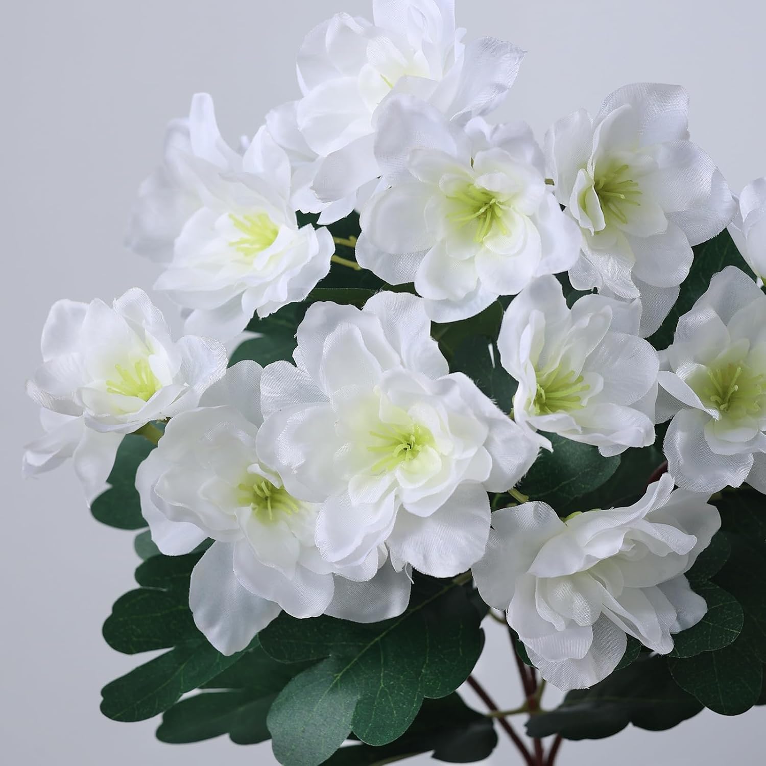 YXZZWL 8 Bundles Artificial Flowers for Front Door, Fake Silk Azalea Bouquet Silk Flowers for Outside UV Resistant Realistic Faux Plants for Planter Farmhouse Patio Garden Walkways Home Decor (White)