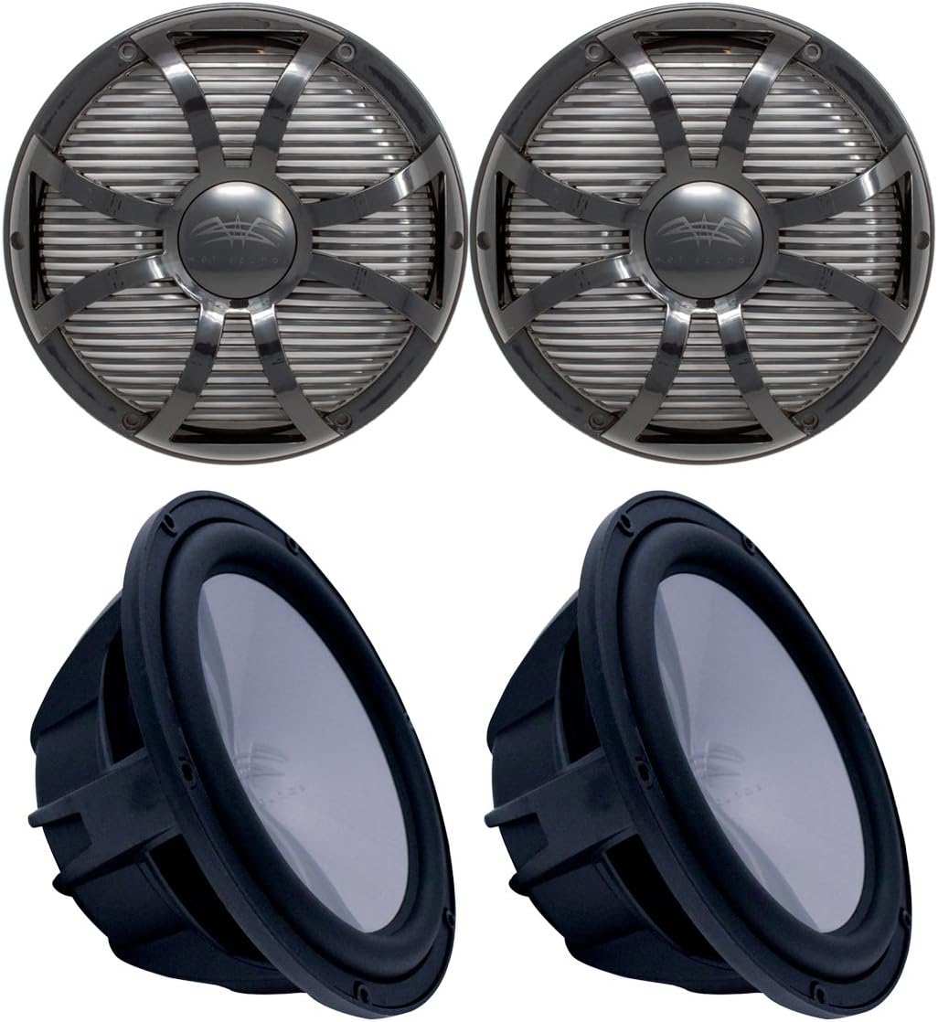 Wet Sounds Two Revo 10" Subwoofers & Grills - Black Subwoofers & Black Closed Face SW Grills - 4 Ohm