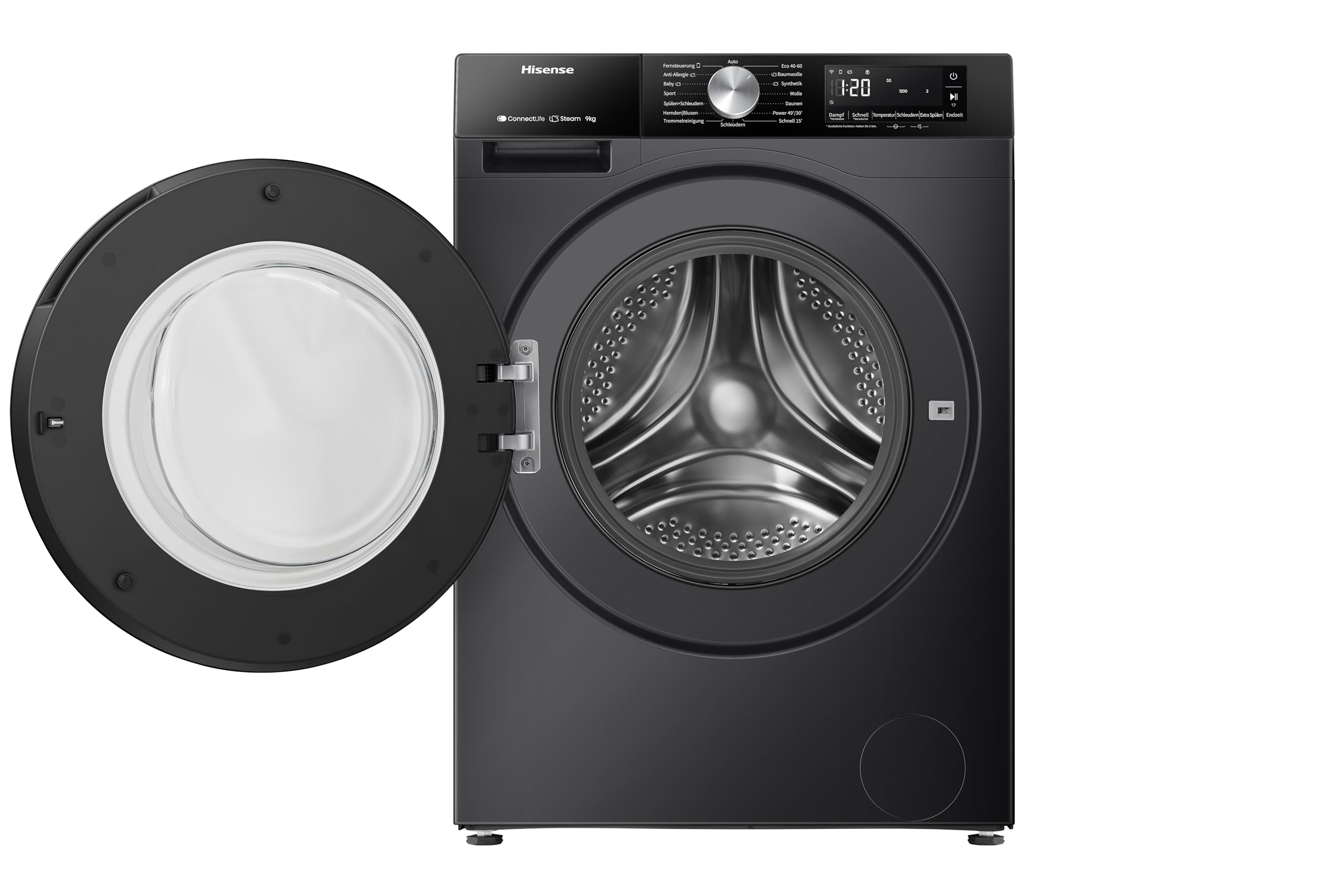 Hisense WF3S9043BB3, pralka, 9 kg, klasa A-30%/D, 1400 obr./min, szerokość 60 cm, 14 programów, czarny