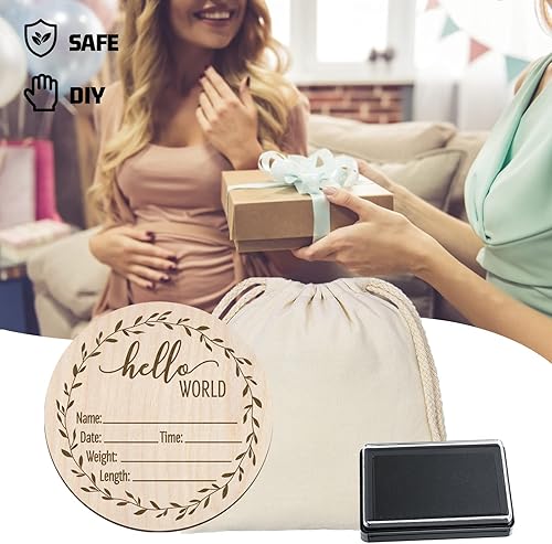 Miniatura 8 de Letrero de anuncio de nacimiento para recién nacido, anuncio de bebé personalizado, letrero de madera grabado con nombre de bebé, accesorios para