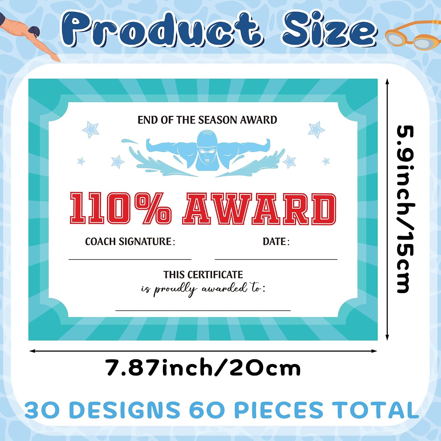 EYxsaxenk Swimming Achievement Award Certificates Sport Game Paper Awards image 2