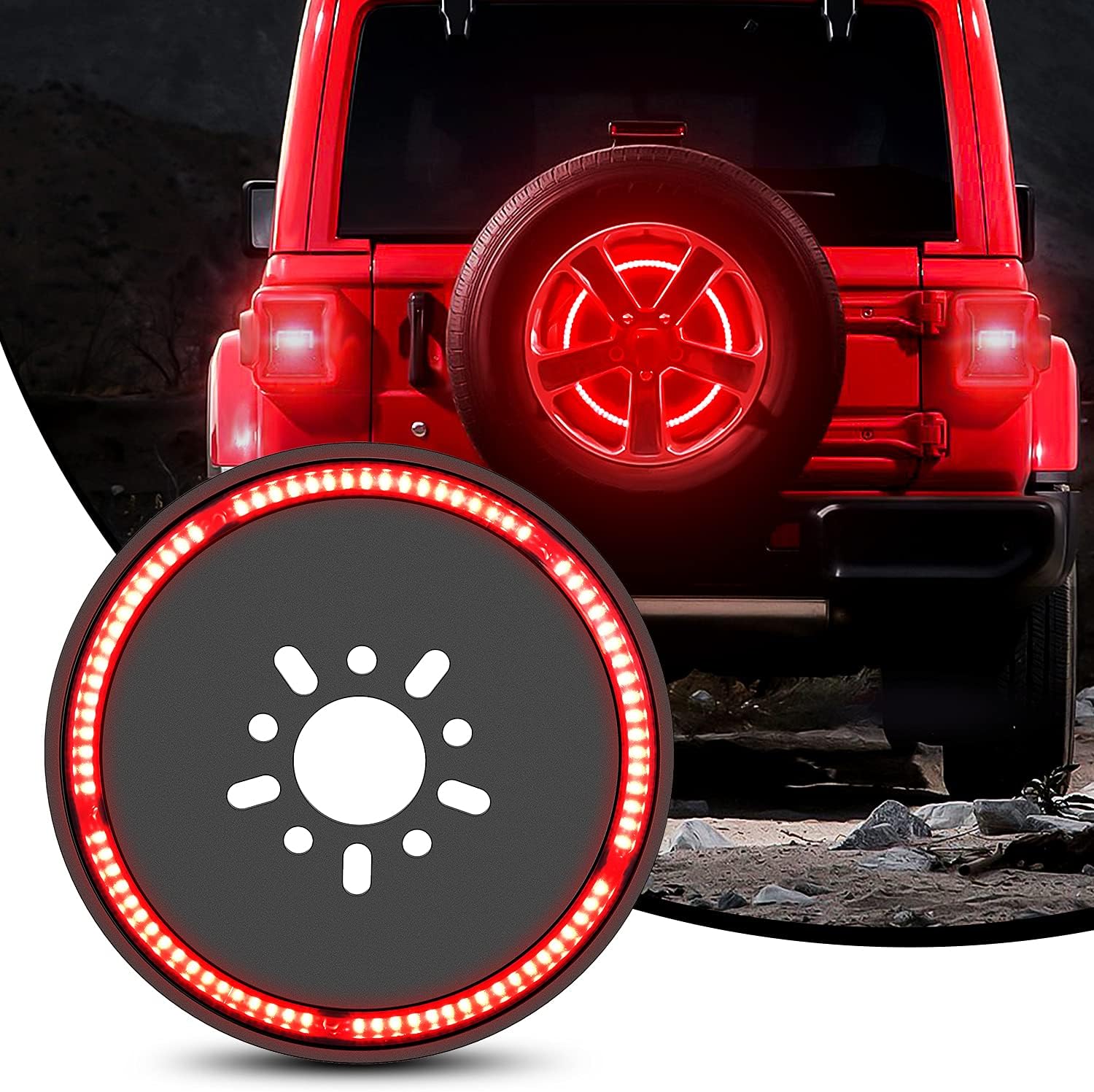 Spare Tire Brake Light Wheel Light 3rd Third Brake Light for 2018 2019 2020 2021 2022 2023 2024 2025 Jeep Wrangler JK JKU JL JLU