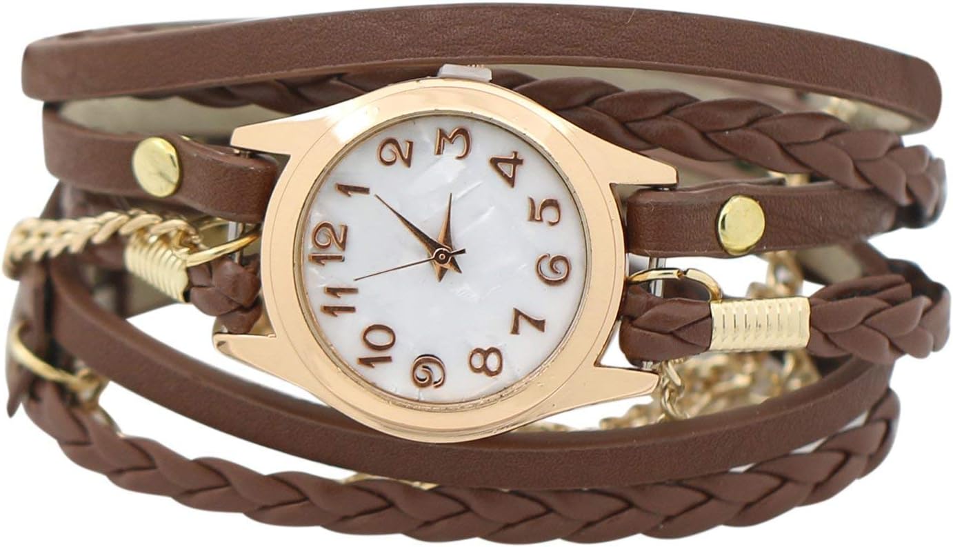 Women's Vintage Watches, LsvtrUS Women Fashion Casual Analog Weave Rivet Leather Bracelet Wrist Watch