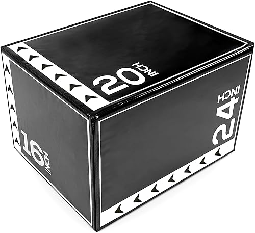 BalanceFrom Caja de salto pliométrica de espuma 3 en 1 para gimnasio en casa con múltiples opciones de altura - Plyo versátil con superficie