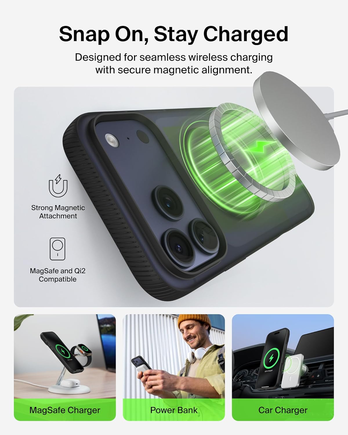 Belkin for iPhone 17 Pro Max Case, Grip, MagSafe Compatible w/Anti-Scratch & Anti-Yellowing Coating, Touch Sensitive Camera Control - Military Grade, Anti-Slip, Magnetic, Shockproof, Protective