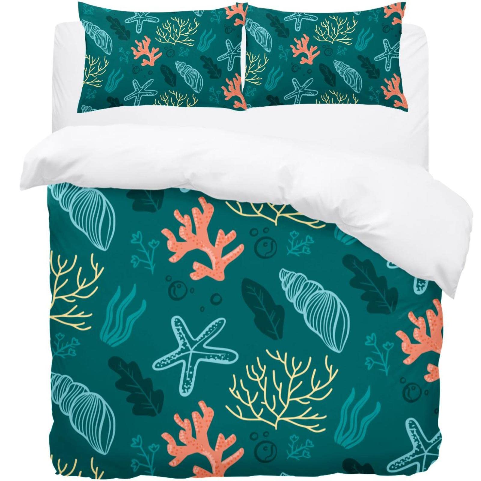 Parure de lit vert foncé comprenant housse de couette adulte et taie d'oreiller assortie