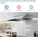 Comfee F13 Hotte de cuisine de 30 po, hotte de ventilation ductée et sans conduit, hotte de cuisine durable en acier inoxydable pour sous cabinet avec 2 filtres réutilisables, 200 CFM, ventilateur d'extraction à 2 vitesses