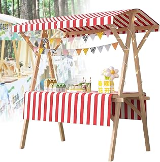 Foldable Wooden Vendor Stall - Lightweight Farmers Market Booth with Awning, Food Cart for Hot Dog/Ice Cream Sales, Portable No-Wheel Display Stand e-120 * 60 * 200