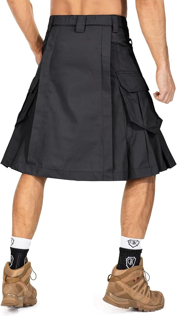Men's Kilt for Men, Camo Scottish Outdoor Utility Pleated Tactical Kilt, 23 Pleated Irish Hybrid Kilt with Pockets