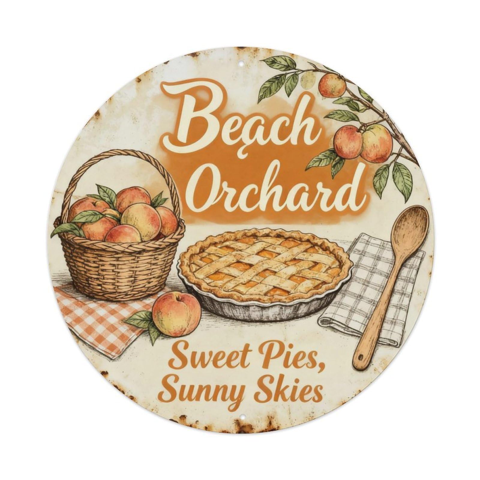 Peach Orchard Pie Farmhouse Decor Metal Tin Sign Plaque