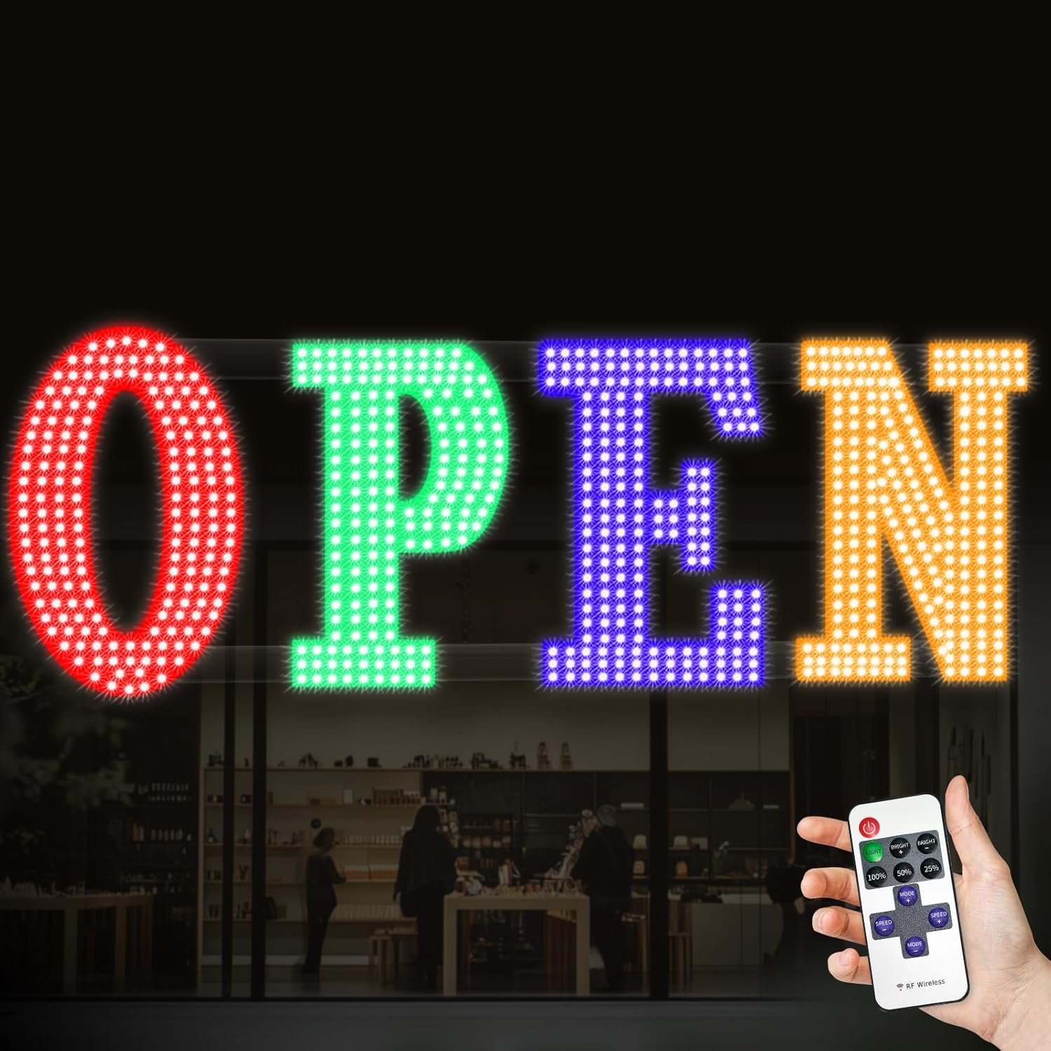 40'' x 14'' LED Open Sign with remote control