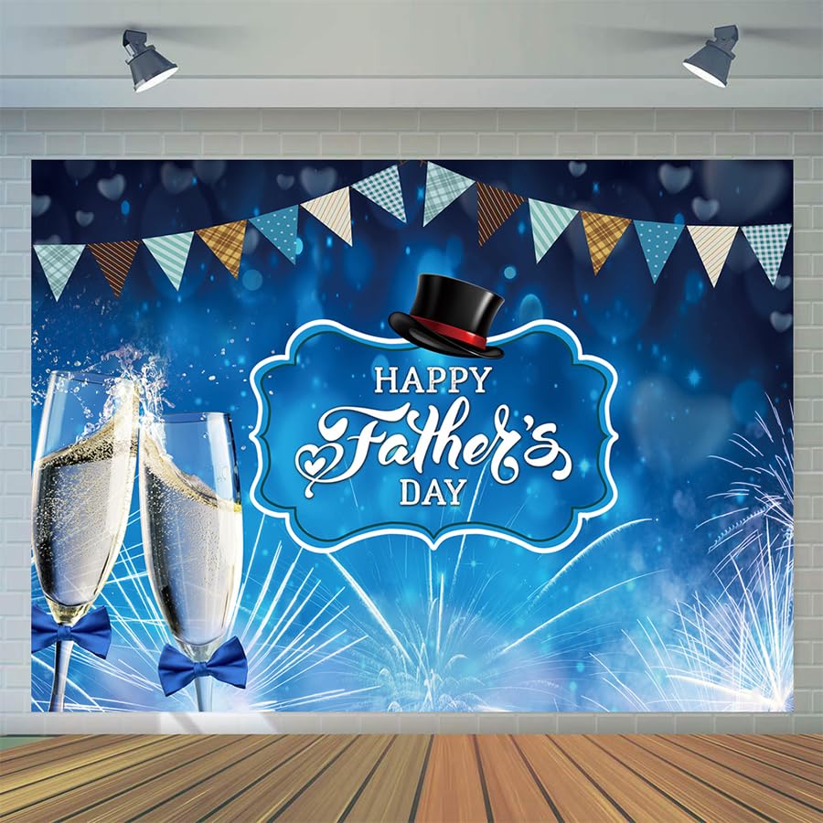 CYLYH 7x5ft Father's Day Backdrop Father's Day Blue Backdrop Father's Day Party Family Prom Supplies Decorations Happy Father's Day Banner D535